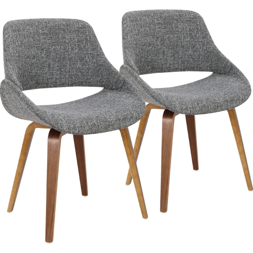 Fabrico Dining Accent Chair in Grey Noise Fabric & Walnut Finish (Set of 2)